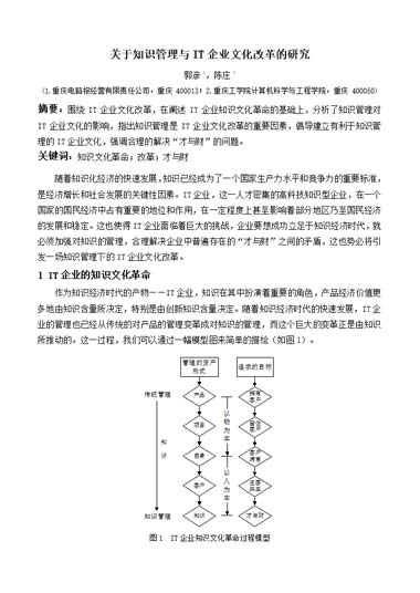 关于知识管理与IT企业文化改革的研究模板