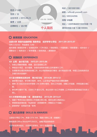 lowpoly多边形风格会计简历模板