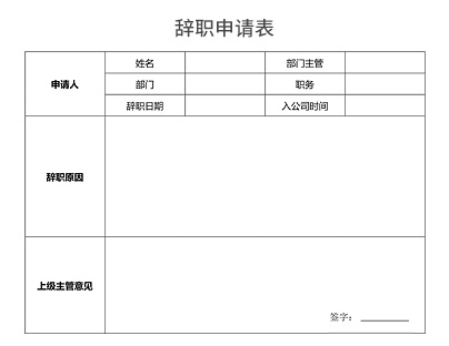 辞职申请表