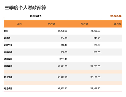 个人财政预算