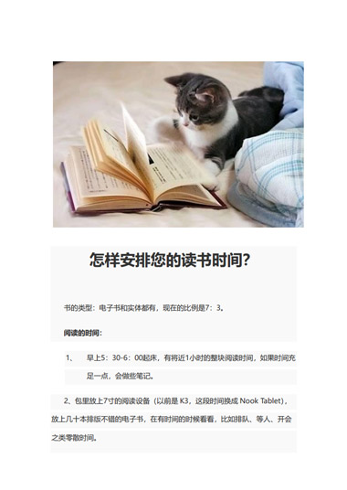 怎样安排您的读书时间模板