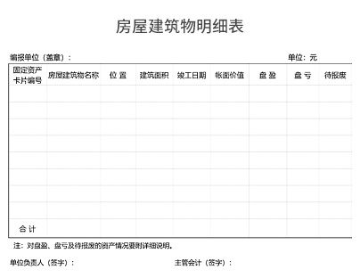 房屋建筑物明细表