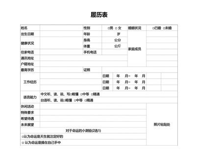 履历表