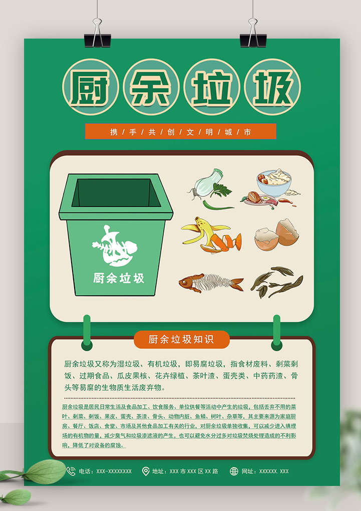 垃圾分类知识厨余垃圾宣传海报